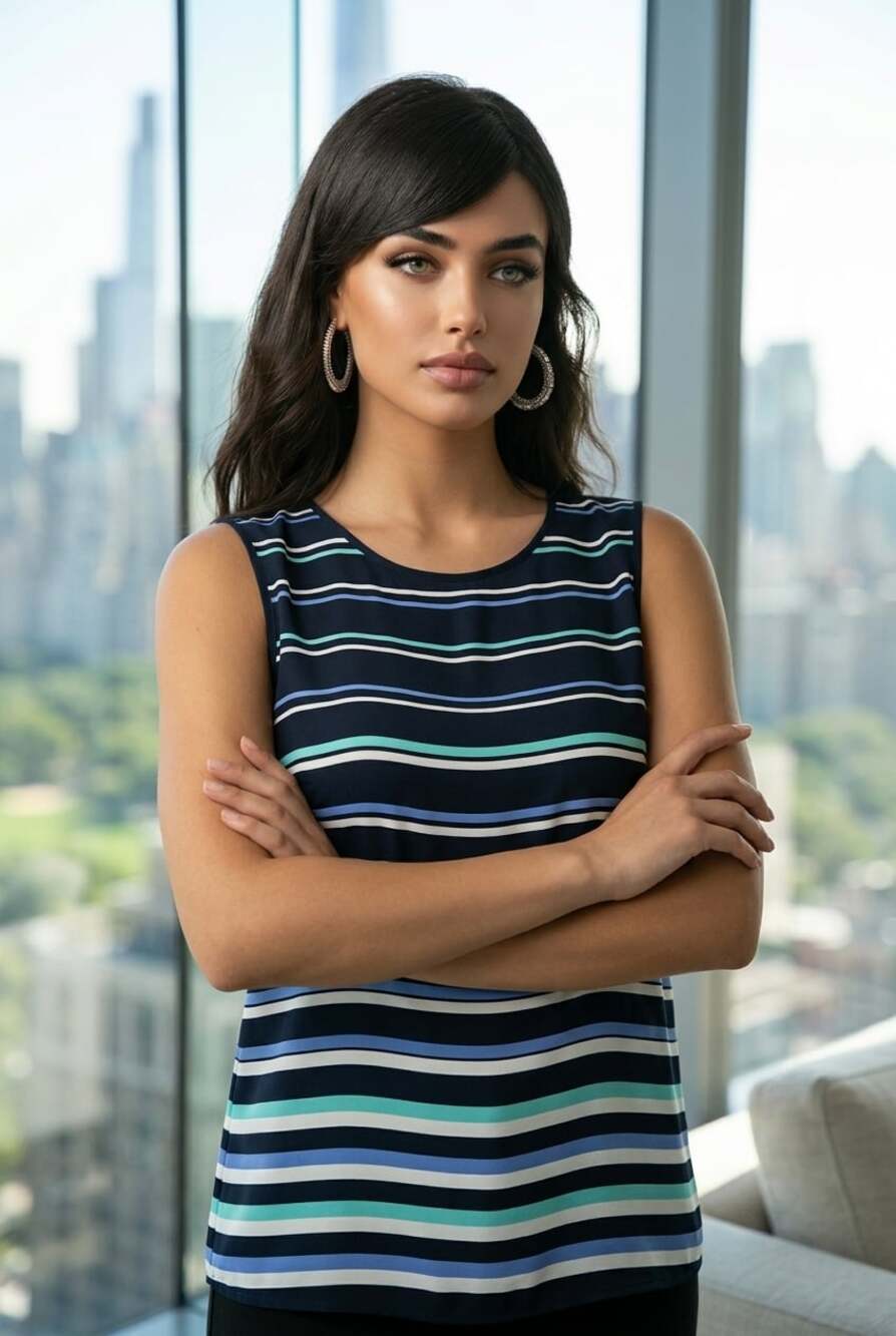 Tommy Hilfiger Sleeveless Striped Blouse Size XL